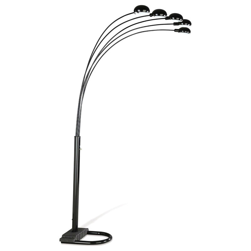 Lampe sur pied 5 lumières noir satiné
