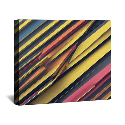 Yellow Pink Diagonal Lines Canvas Gallery Wrap in Many Sizes