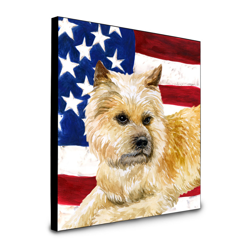 Panneau mural patriotique art Double Down, Cairn terrier