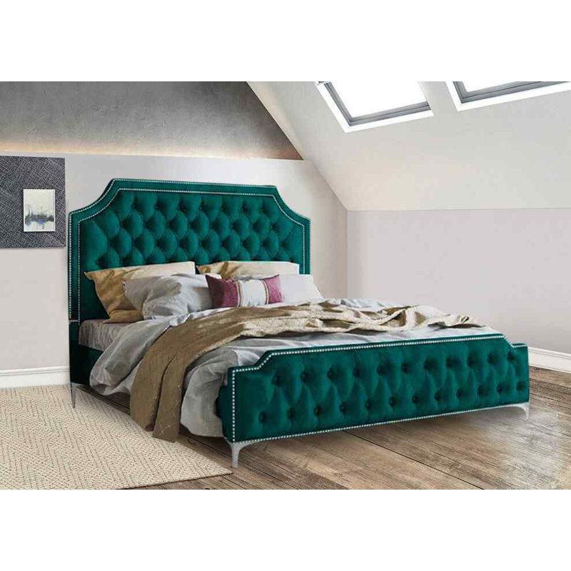 Upholstered Bed, Green, Single (3')