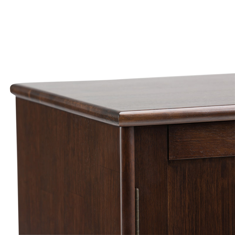 54'' Medium Auburn Brown Solid Hardwood Mid-Century Modern Sideboard