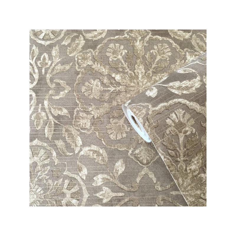 Elegance 10m x 53cm Metallic Wallpaper Roll, Bronze Brown