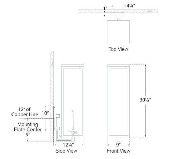 Fresno - Light Outdoor Wall Lantern, 30.5'' H x 9'' W x 12.25'' D