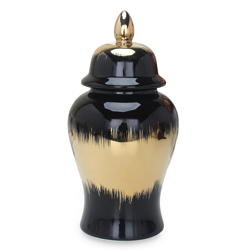 Jar with Removable Lid, Black/Gold