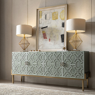 American luxury hollowed out relief TV cabinet