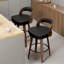 Ensemble de 2 tabourets de bar de 26,8 po de hauteur comptoir, tabourets de bar noirs recouverts de similicuir et de bois massif, ensemble de 2 tabourets pivotants