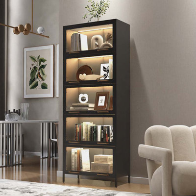Bibliothèque de 78,75 po de hauteur avec lumières DEL pour objets de collection