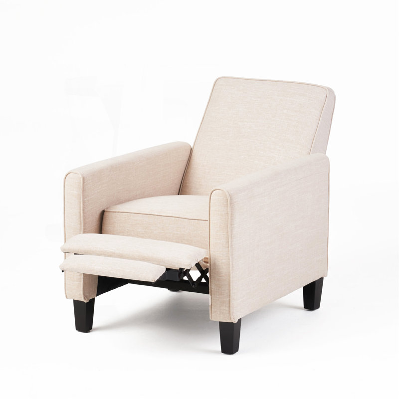 Linen Manual Push Back Recliner Chair, Beige