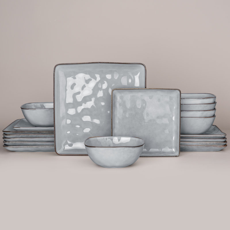 Piece Stoneware Dinnerware Set - Service for 6, Grey