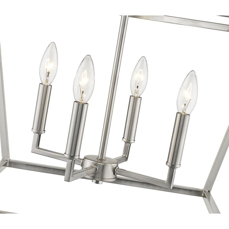Lustre géométrique à 4 lumières Poisson, Nickel satiné, H 21 po x l 23 po x P 23 po