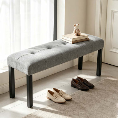 Modern Tufted Linen Dining Bench