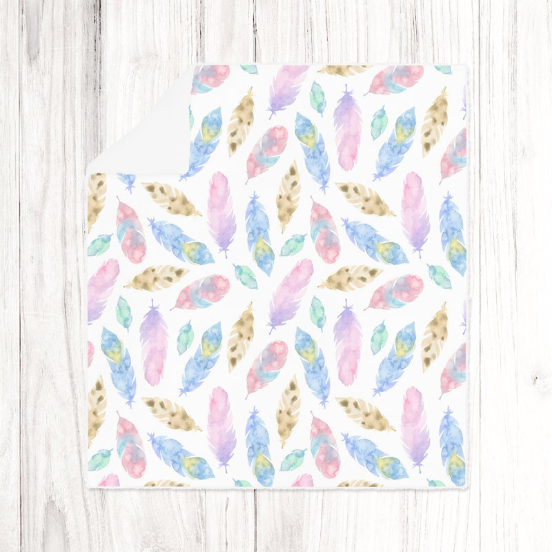 Throw Blanket, 51" W x 60" L, Abstract, Blue/Pink/Brown