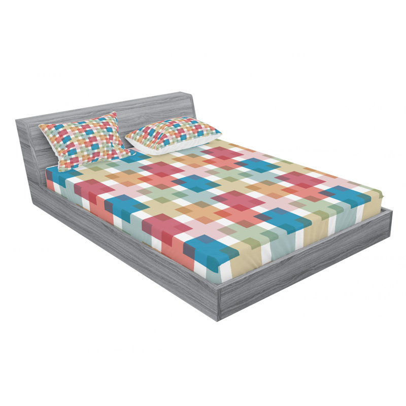 Microfiber Gingham Sheet Set, Queen Sheet Set with Fitted Sheet
