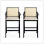 Tabouret de bar à dossier en plastique tissé de 27 po de hauteur - siège en tissu rembourré de mousse et structure en bois d'hévéa durable-2009142815