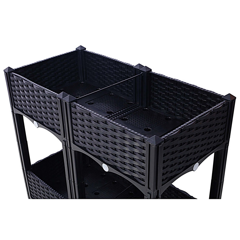 Planter Raised Beds - Elevated Planter Garden Box with Drainage Plug Raised Garden Beds for Vegetable/Flower/Herb Outdoor Standing Planter Beds Gardening Kit,Black,31.5"x15.7"x27.7"