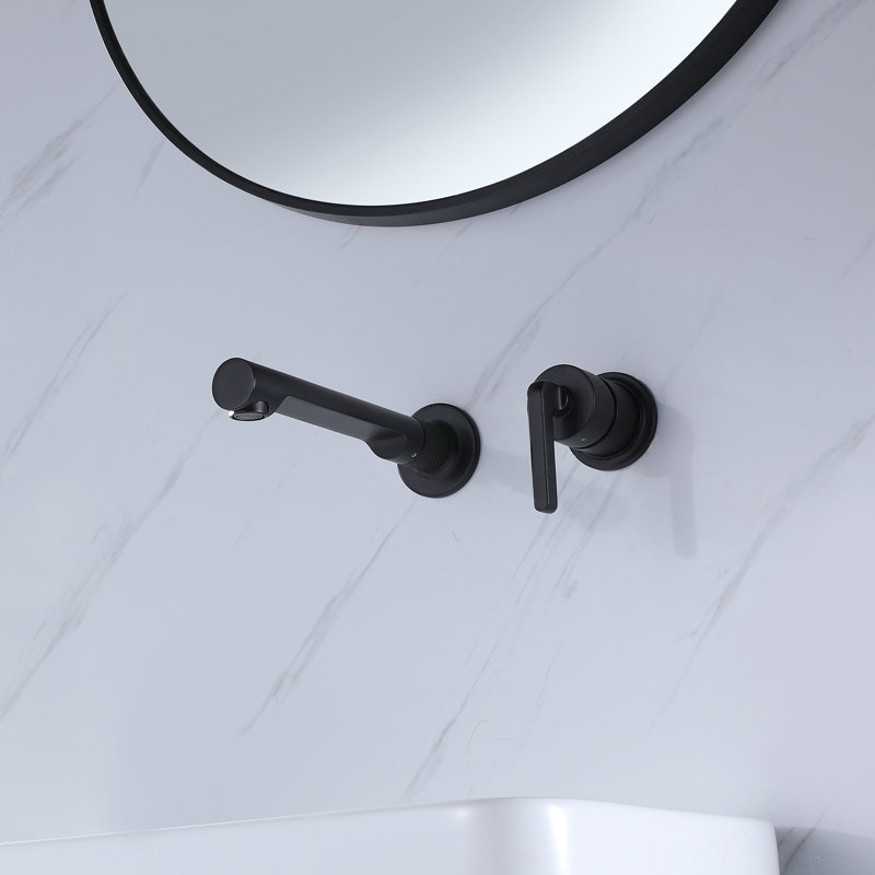 Robinet de salle de bain 2 trous à poignée simple, Noir mat