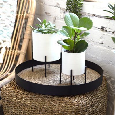 Jardinières de table en métal S / 2 avec support