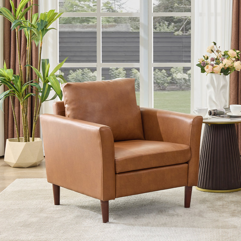 Fauteuil d'appoint en similicuir Bobur, Châtaigne