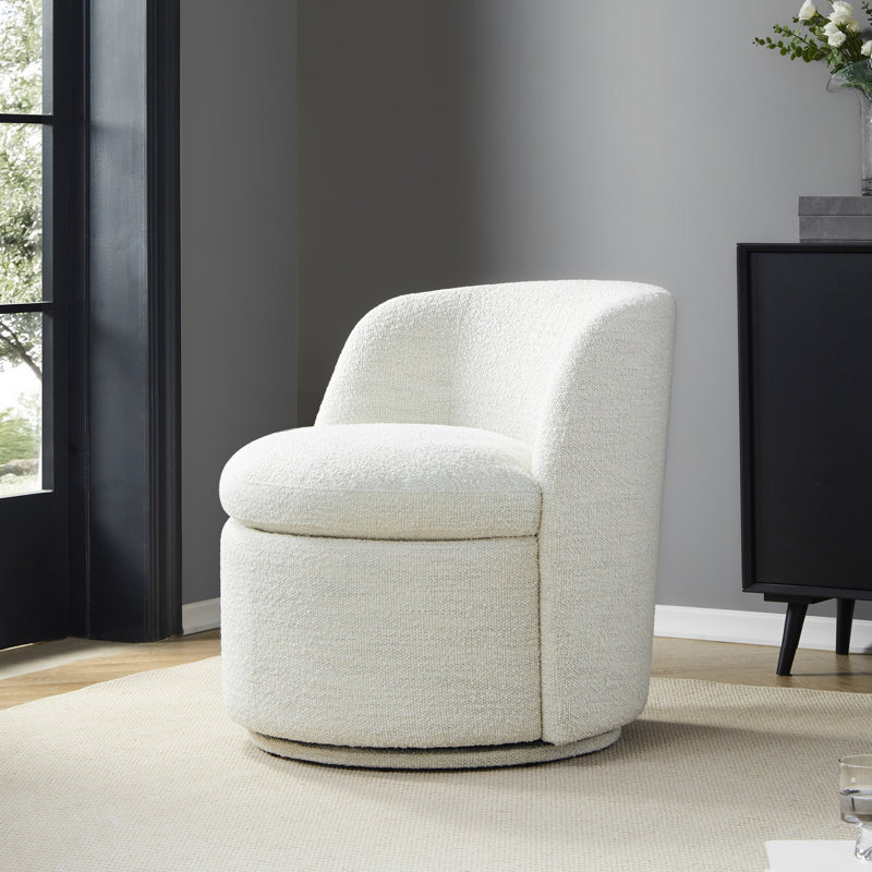 Fauteuil demi-tonneau pivotant 28,7 po Bekham, Polyester crème