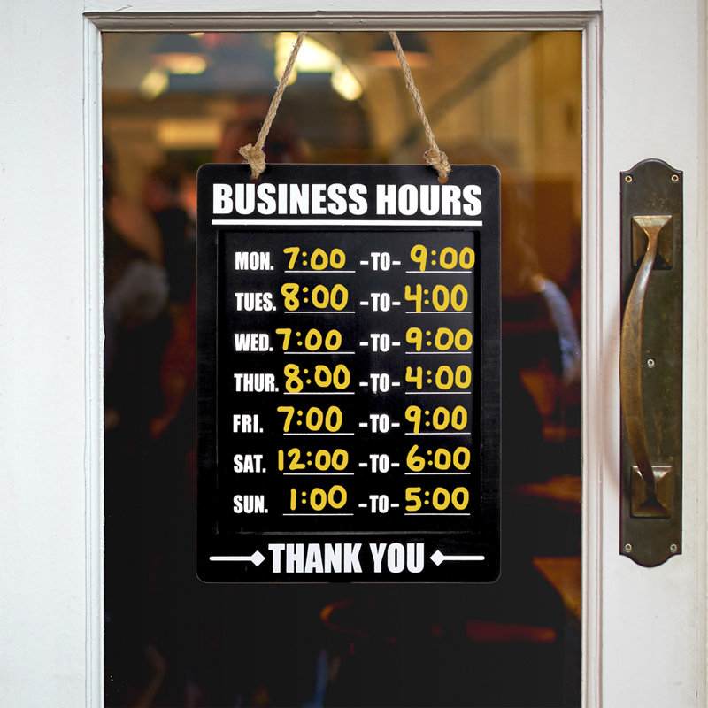 Enseigne suspendue Business Hours, Noir