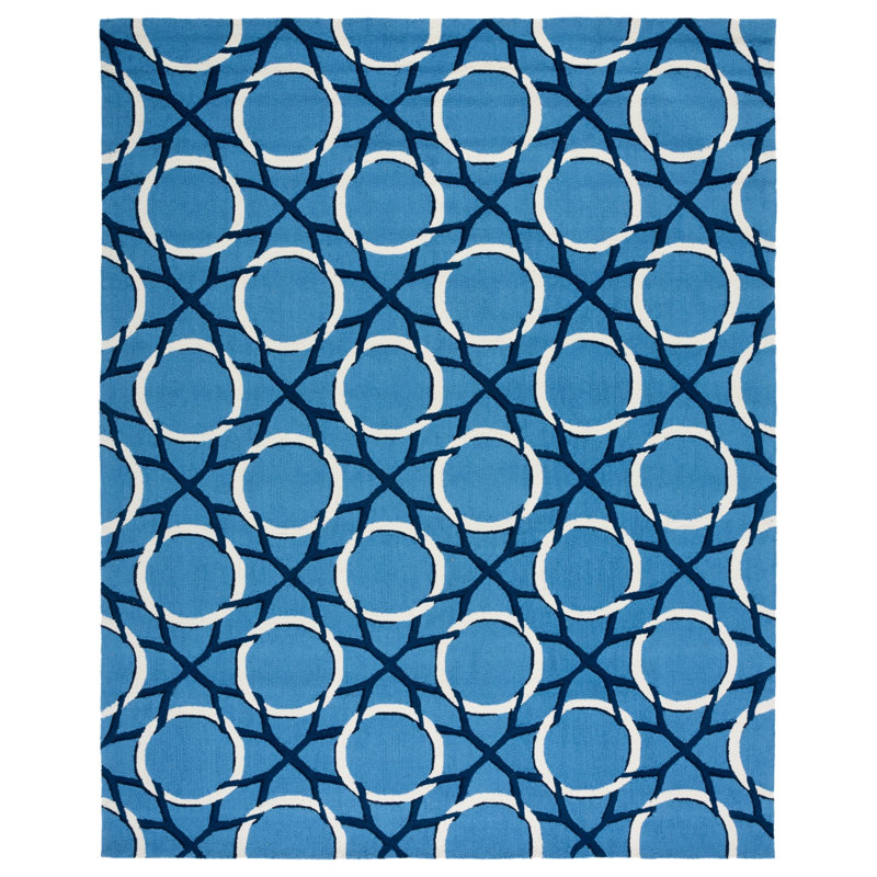 Aliz Hand Hooked Performance Geometric Rug, Rectangle 8' x 10'