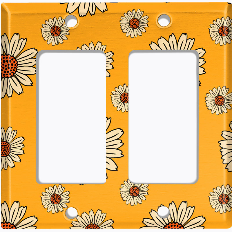 Plaque murale à 2 interrupteurs à bascule Flower Retro Daisy