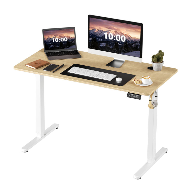 Bureau debout réglable électrique Oishee, Jaune / Blanc, H 46,5 po x l 47 po x P 24 po
