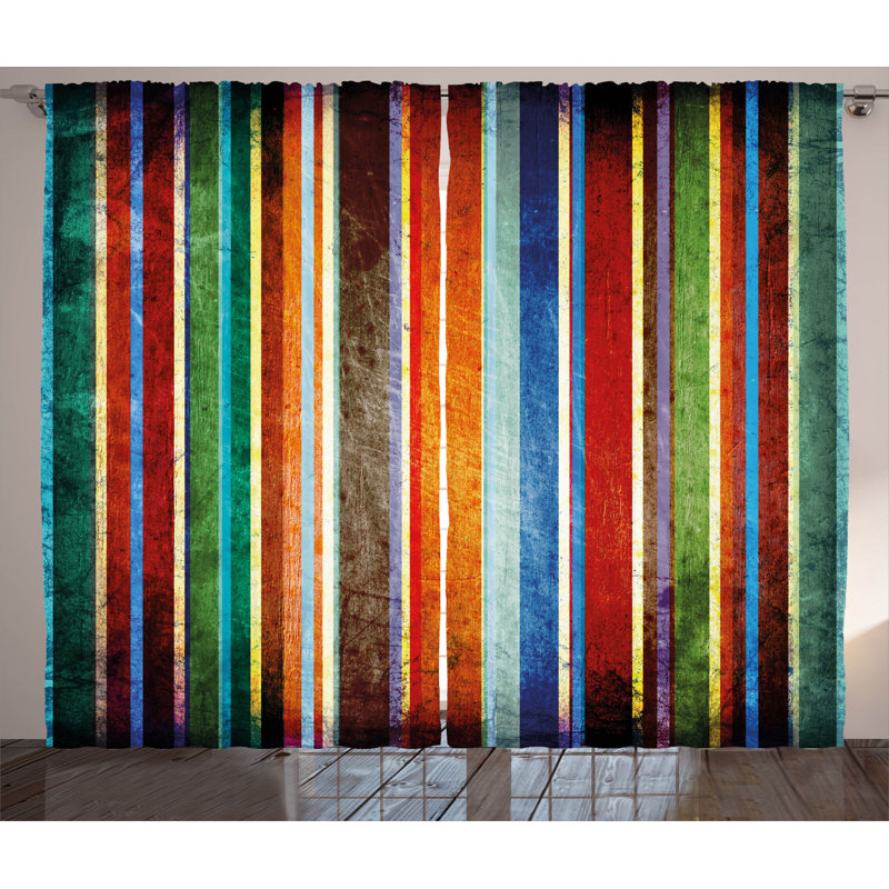 Striped Semi-Sheer Rod Pocket Curtain Panels, 54" x 63"