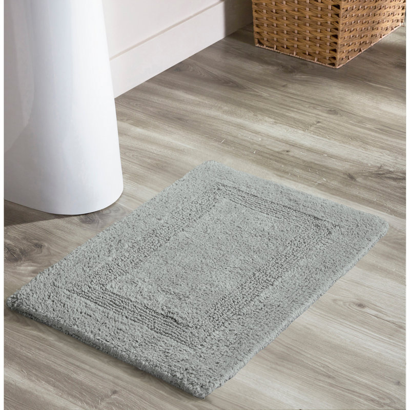 Rozanne Reversible Cotton Bath Rug, 17" x 24" Rectangle, Silver