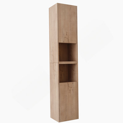 Armoire latérale de salle de bain 24 po, portes à fermeture douce, conception à fixation flottante, chêne imitation, (emballage KD)
