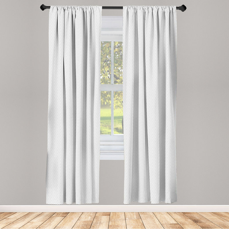 Herringbone Chevron Semi-Sheer Rod Pocket Curtain Panels, Pale Taupe, 28" x 63"