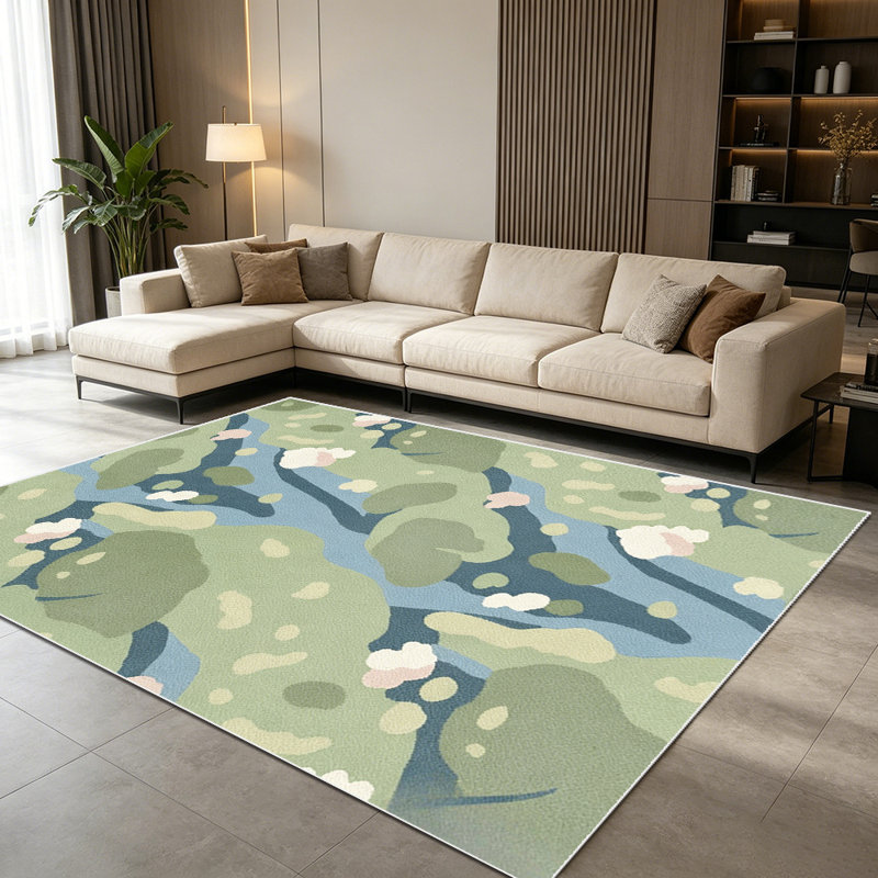 1PC Pastoral Sage Leaf Floral Print area rugs for Living Room, Soft and Comfortable, Suitable for all seasons, easy-to-maintain, machine washable Indoor floor mat, Under Table Farmhouse suitable for dining table, bedroom, entryway, patio, balcony,