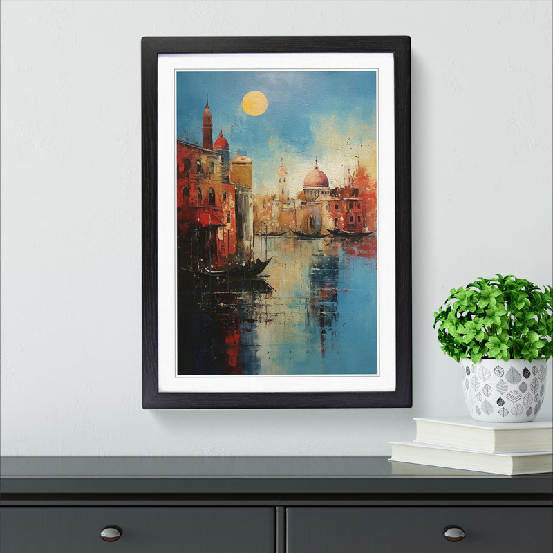 Venice Abstract Art - Framed Print, 34cm H x 25cm W, Black Framed
