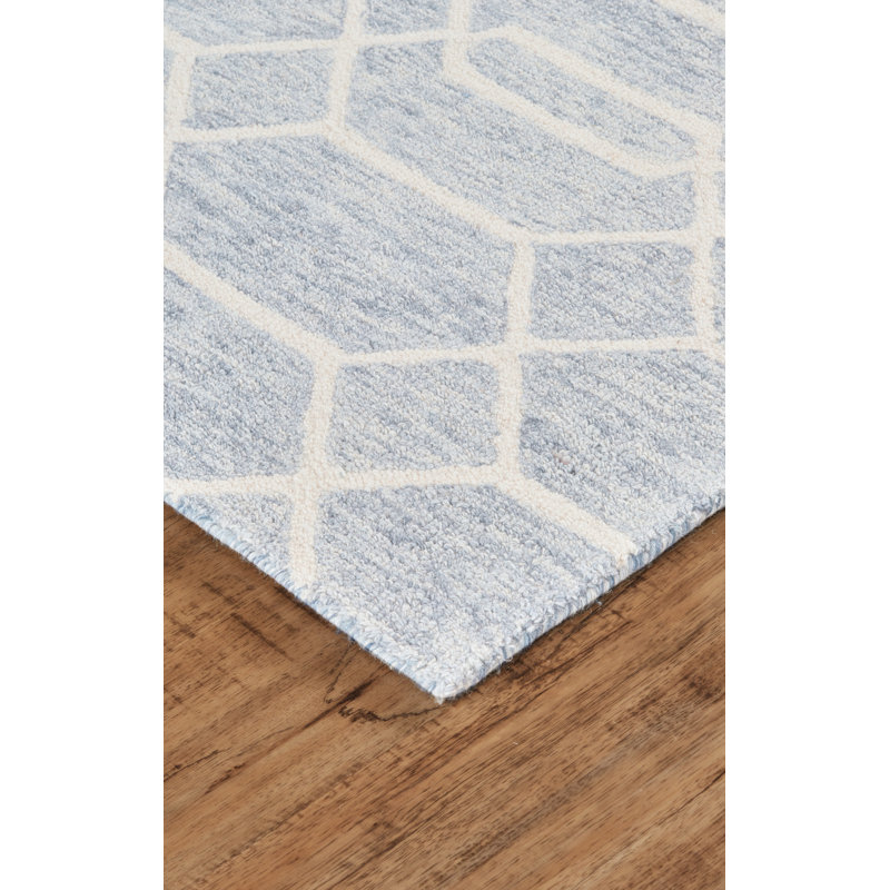 Binne Performance Hand Tufted Wool Geometric Indoor Rug, Rectangle 10' x 14'