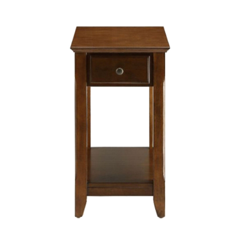 Wooden Rectangular Top With One Drawer, Walnut