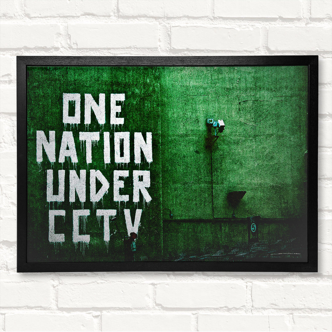 One Nation Under Cctv Green - Geschlossener Eckrahmen Kunstdrucke auf Holz