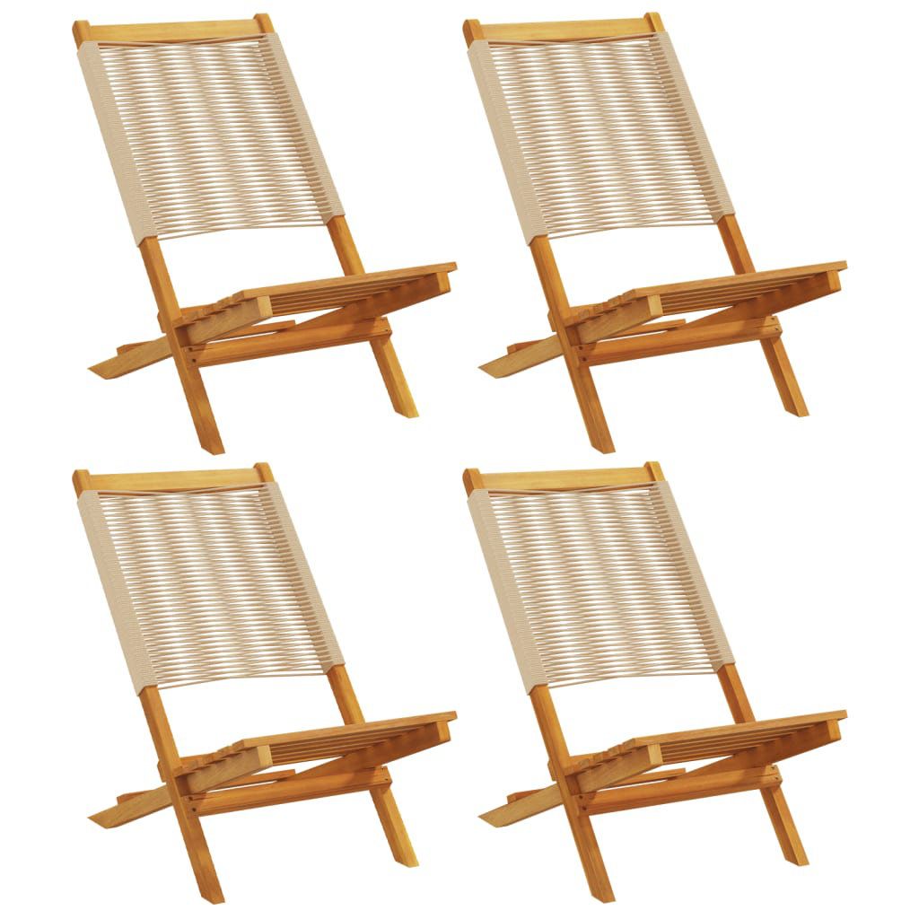Vidaxl (Beige, 4 Pcs) Garden Chairs Outdoor Dining Chair Solid Wood Acacia And Polypropylene - Image 2