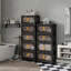 Black, 24" Side Wide Folding Storage Cabinet ,5 Tiers,23.62"×13.78"×59.84",Collapsible Storage Bins With Magnetic Door, Plastic Storage Cabinet With Wheels-1774565800