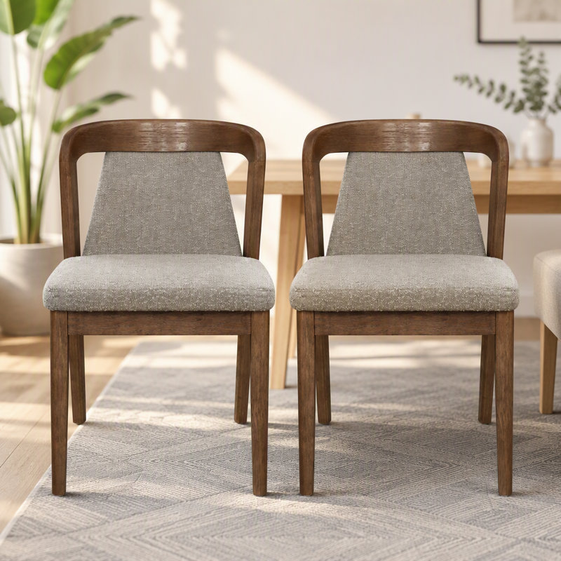 Chaises de salle à manger rembourrées sans dossier, Marron clair, Marron clair