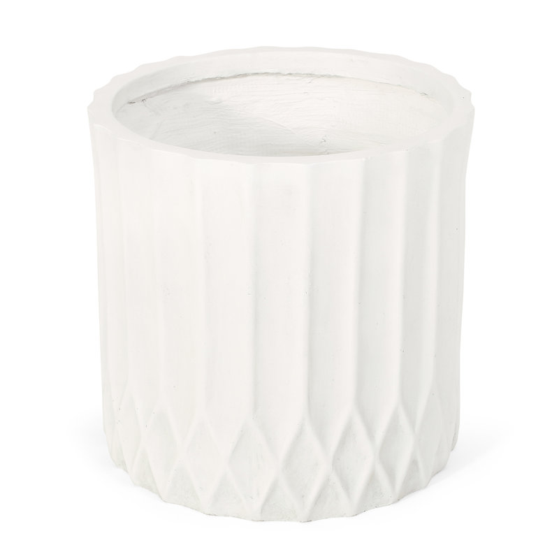 Planter - Lightweight Concrete, Stylish Pleated, 16.5" W X D 16" H, Transforms Garden Space Construction, Natural Stone Look, Porch