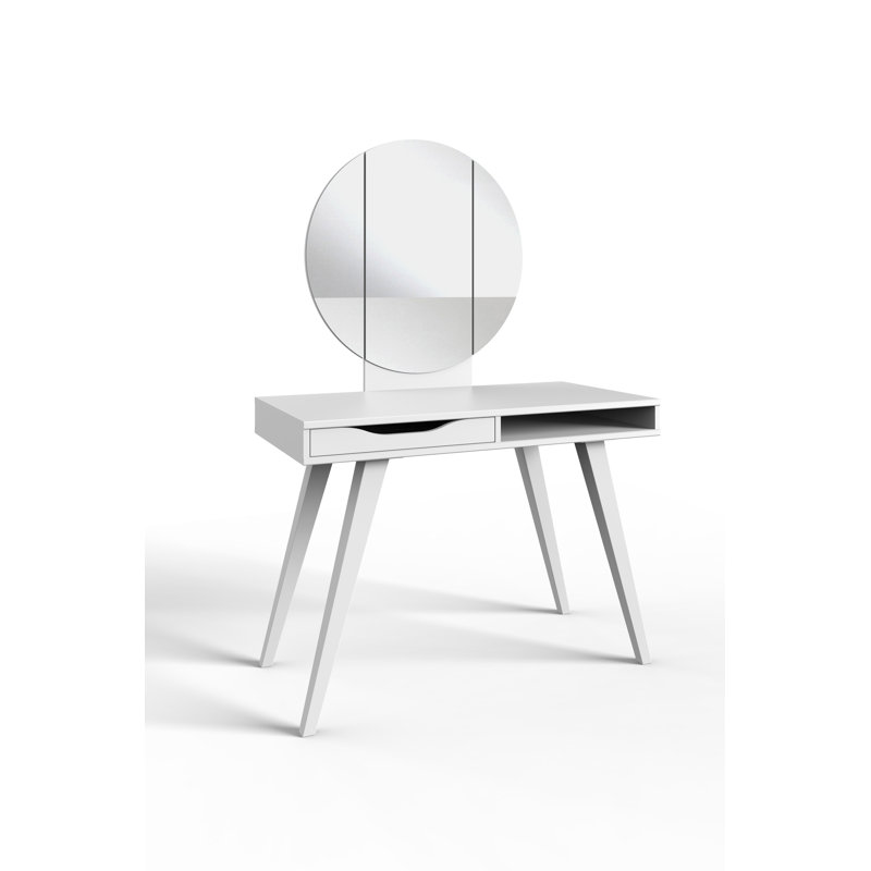 Elmina Dressing Table with Mirror, White