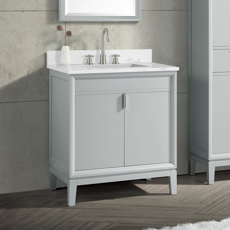 Cala White 25'' Engineered Stone Vanity Top with Sink
