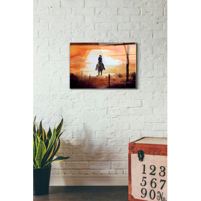 «Sunset Rider» par Oscar Alvarez Pardo, art mural en verre acrylique