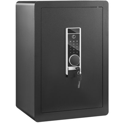 Coffre-fort pour bureau à domicile 2,2 pieds cubes en acier, 15,75 x 13 x 23,6 pouces, entrée à trois voies, double fonction d'alarme, certification CE, boîtier de batterie externe en acier pour bijoux en argent doré, sécurité renforcée avec quatre