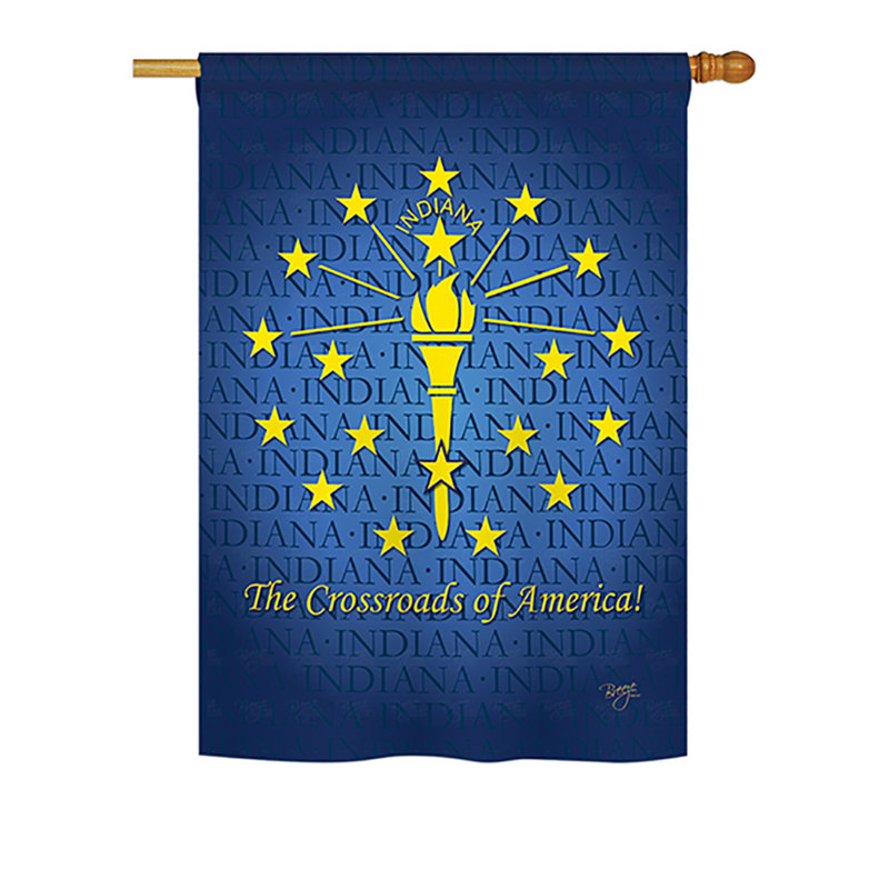 Drapeau de maison en polyester à 2 côtés US State, H 40 po x l 28 po, Indiana