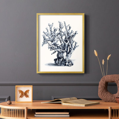 Blue Antique Coral II Framed Print - Solid Wood