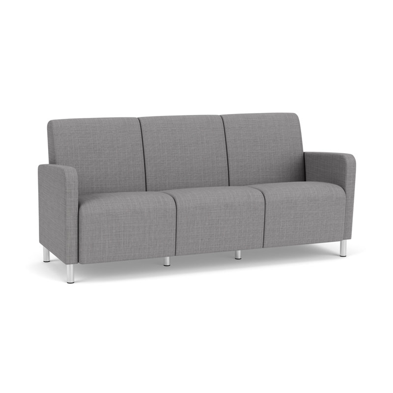 Fauteuil de réception 3 places Ravenna, Acier brossé, Gris chambray