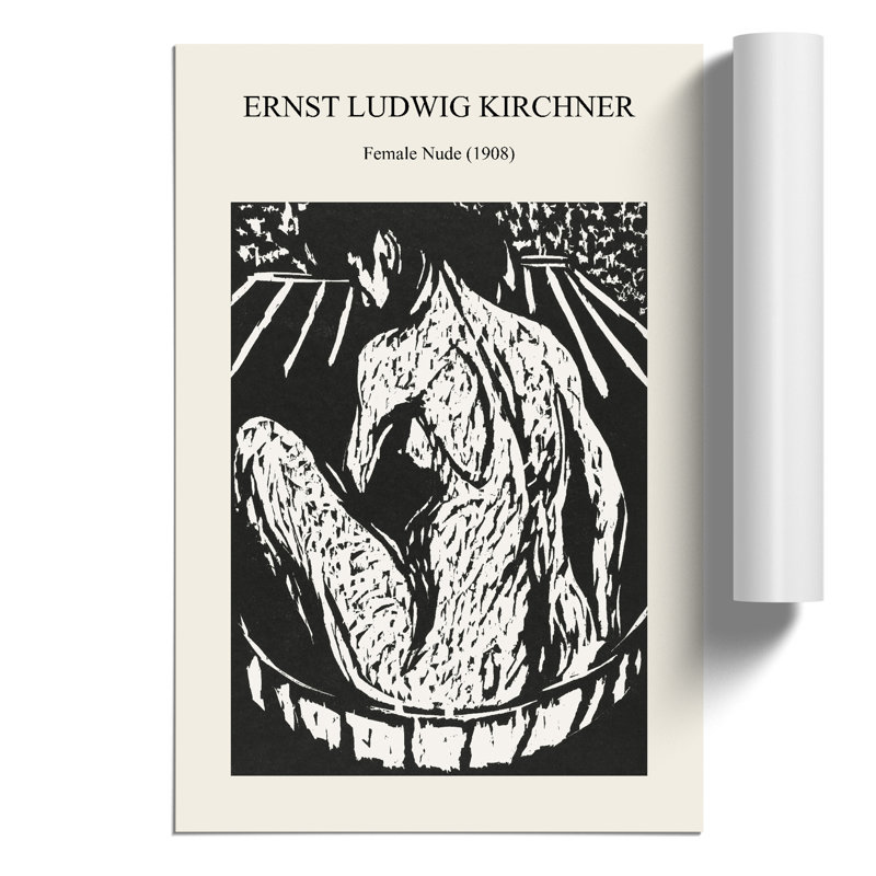 Female Nude Print by Ernst Ludwig Kirchner - Frameless Print, 42cm H x 30cm W x 0.1cm D