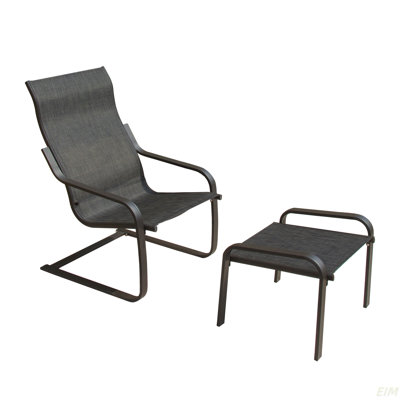 Ensemble bistro d'extérieur pour terrasse, 2 pièces, fauteuil à ressorts en C, fauteuil de conversation toutes saisons avec repose-pieds et textile à séchage rapide pour porche, terrasse, cour, jardin, pelouse (1 fauteuil + 1 repose-pieds) (fauteuil)