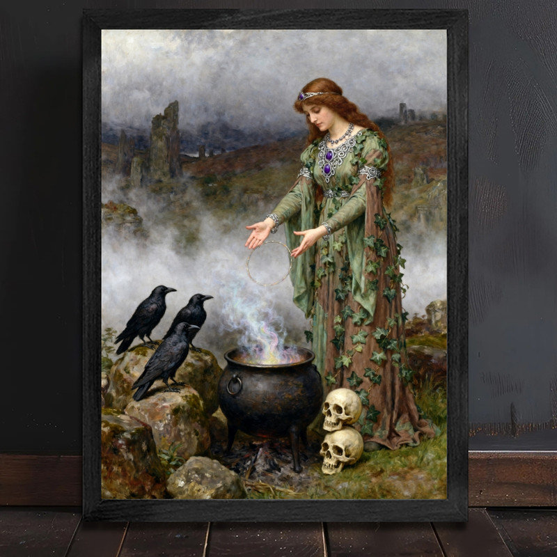 «Black», art mural fantaisiste, chaudron de sorcière, H 25 po x l 17 po